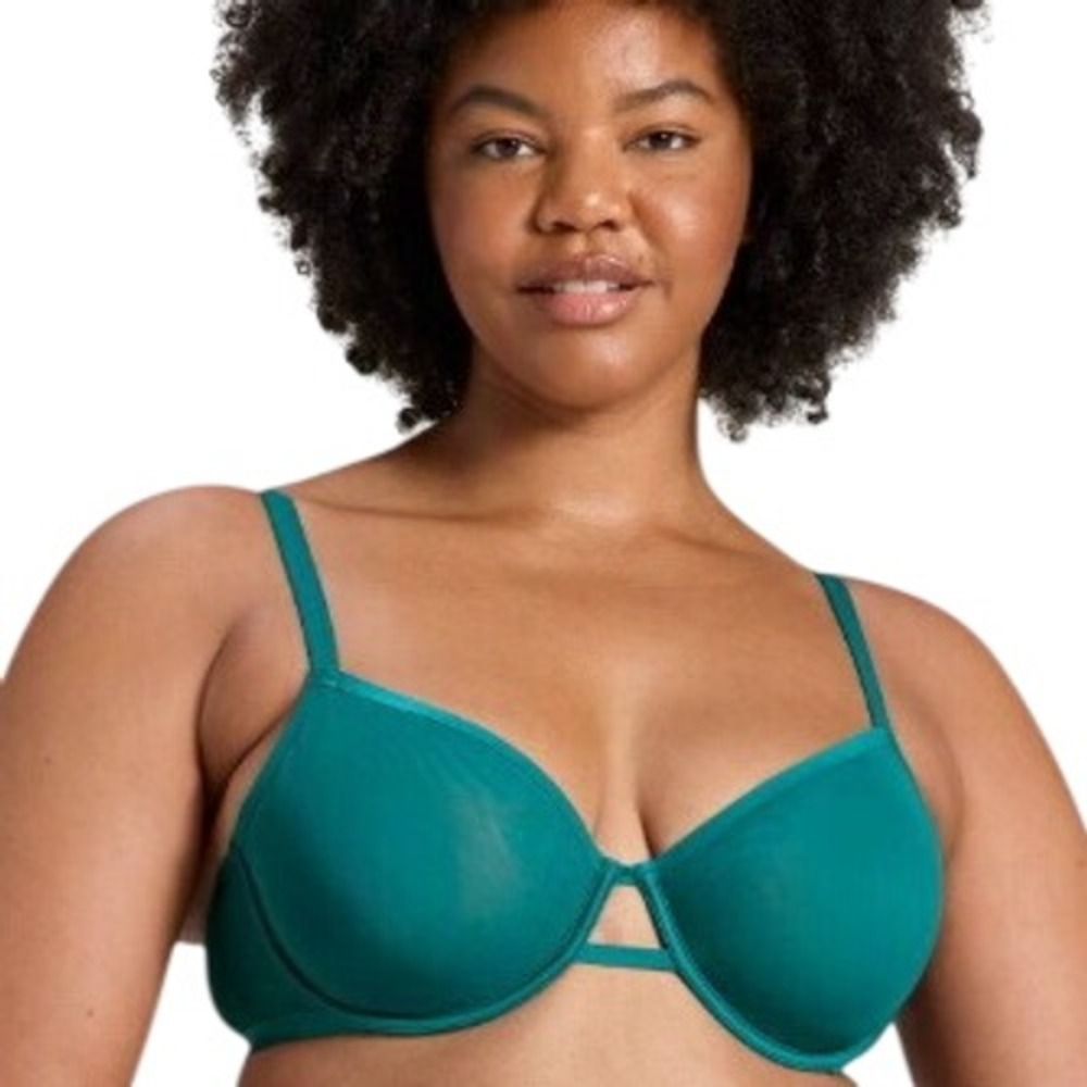 Women's Mesh Unlined Demi Bra - Auden Teal Blue 34D